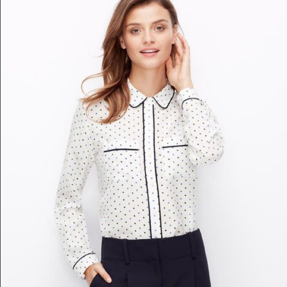 Ann Taylor silk polka dot blouse